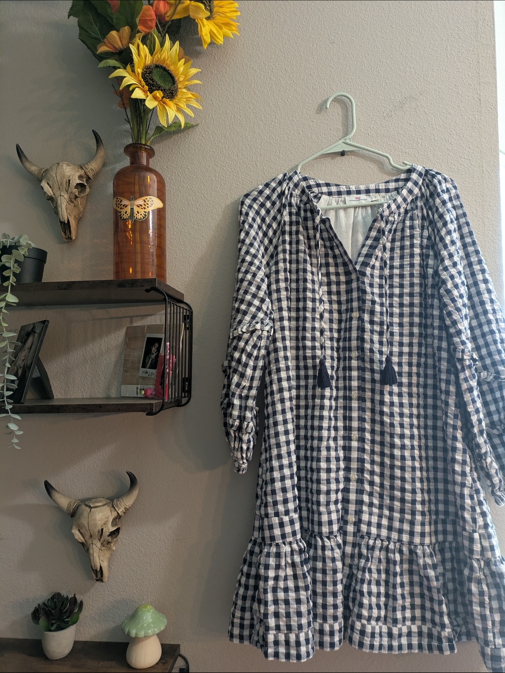 Vineyard Vines Navy & White Gingham Blouse